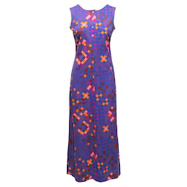 Lanvin-Vintage Purple & Multicolor Lanvin Geometric Print Maxi Dress Size FR 42-Purple