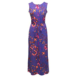 Lanvin-Vintage Purple & Multicolor Lanvin Geometric Print Maxi Dress Size FR 42-Purple
