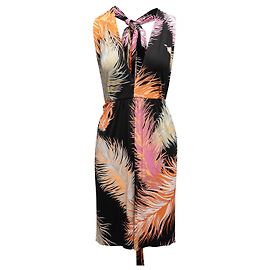 Vestido negro y multicolor con estampado de plumas de Emilio Pucci Talla IT 38 Negro