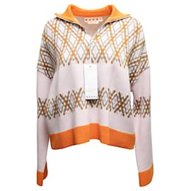 Marni-Pull demi-zip en tricot Marni rose clair et orange Taille EU 44-Rose