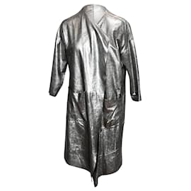 Autre Marque-Silver Giorgio Brato Metallic Leather Jacket Size EU 44-Silvery