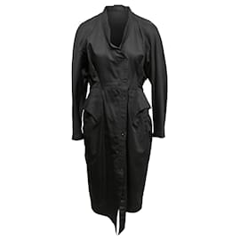 Thierry Mugler-Schwarzes Vintage-Kleid mit Knopfleiste von Thierry Mugler, Größe EU  44-Schwarz