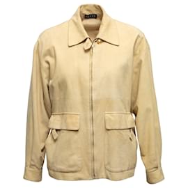 Gucci-Vintage Light Yellow Gucci Suede Jacket Size IT 40-Yellow