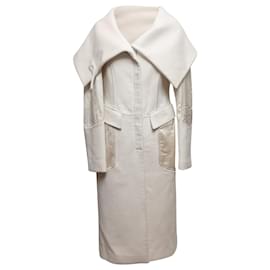 Gucci-Gucci bianco vintage 2003 Cappotto in misto lana e angora taglia IT 44-Bianco
