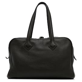 Hermès-Brown Hermes Clemence Victoria II 35 handbag-Brown