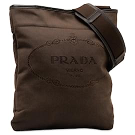 Prada-Bandolera marrón con logo Canapa de Prada-Castaño