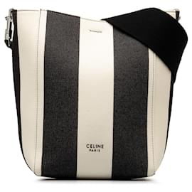 Céline-Borsa a tracolla Seau Sangle piccola a righe bianca Celine-Bianco