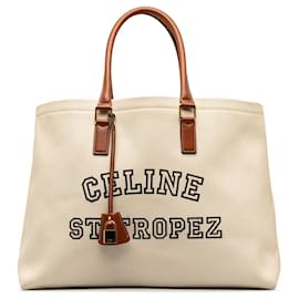 Céline-White Celine St. Tropez Horizontal Cabas Tote-White