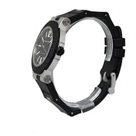 Bulgari-Reloj Diagono automático Bvlgari de aluminio y caucho negro-Negro