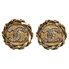 Chanel-Pendientes de clip Chanel CC dorados-Dorado