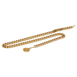 Chanel-Cintura a maglie a catena con medaglione Chanel dorato-D'oro