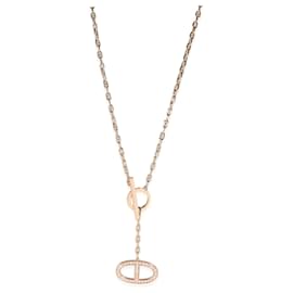 Hermès-Hermès Chaine d'ancre Fashion Necklace in 18k Rose Gold 0.3 ctw-Other