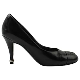 Chanel-Zapatos de salón Chanel CC con puntera en cuero negro-Negro