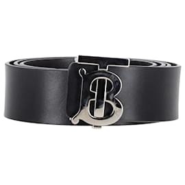 Burberry-Burberry TB Buckle Belt in Black Leather-Black