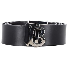 Cinto com fivela Burberry TB em couro preto Preto
