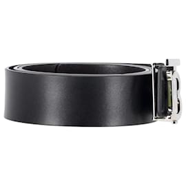 Burberry-Burberry TB Buckle Belt in Black Leather-Black