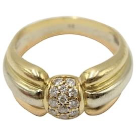 Cartier-Cartier Tri-Color Diamond-Set Ring in 18K Gold-Golden,Metallisch