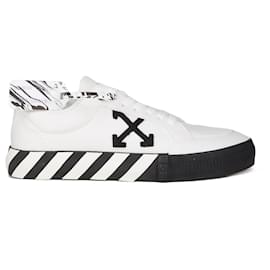 Off White-Off-White Low Vulkanisierte Canvas-Sneakers - Weiß Schwarz-Weiß