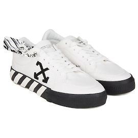 Off White Off-White Low Vulkanisierte Canvas-Sneakers - Weiß Schwarz Weiß