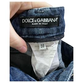 Dolce & Gabbana-Jeans Denim Cropped Dolce & Gabbana in cotone Blu-Blu