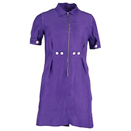 Sandro-Sandro Paris Zip Front Mini Dress in Purple Viscose-Purple