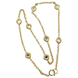 Chanel-Lange Chanel-Kristallkette aus goldfarbenem Metall-Golden
