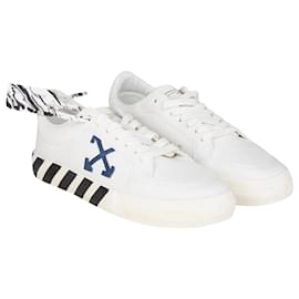 Off White-Off-White Low Vulcannized Eco Canvas Sneakers - White Navy Blue-White