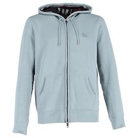 Burberry-Kapuzenpullover mit Reißverschluss aus türkisfarbener Baumwolle Andere