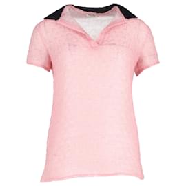 Miu Miu-Camisa Polo Texturizada Miu Miu em Poliamida Rosa-Rosa
