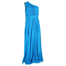 Diane Von Furstenberg-Diane Von Furstenberg One-Shoulder Gown in Blue Silk-Blue