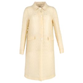 Miu Miu Button-Front Coat in Pastel Yellow Polyamide Other Yellow