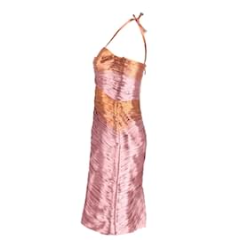 Burberry-Burberry Halter Neck Dress in Pink Polyester-Pink