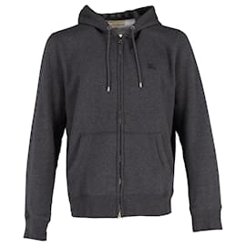 Burberry-Burberry Zipped Hoodie in Grey Cotton-Grey