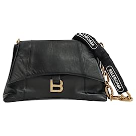 Balenciaga-Balenciaga bolso de hombro Downtown con placa del logo-Negro