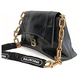 Balenciaga-Balenciaga bolso de hombro Downtown con placa del logo-Negro