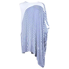 Maison Martin Margiela-Maison Margiela Mini-robe asymétrique rayée en viscose blanche et bleue-Autre