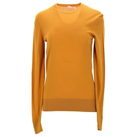 Chloé-Chloe Crewneck Sweater in Mustard Yellow Wool-Yellow,Camel