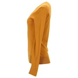 Chloé-Jersey Chloe de lana amarilla mostaza con cuello redondo-Amarillo,Camello