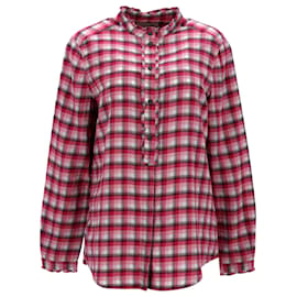 Burberry-Camisa xadrez Burberry em algodão vermelho-Vermelho