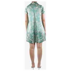 Diane Von Furstenberg-Green floral printed v-neckline dress - size UK 6-Green