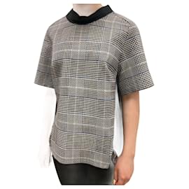 Phillip Lim-Black short sleeves checked frinch blouse - size UK 10-Other