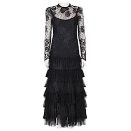 Alessandra Rich-Alessandra Rich Black Chantilly Lace Gown-Black