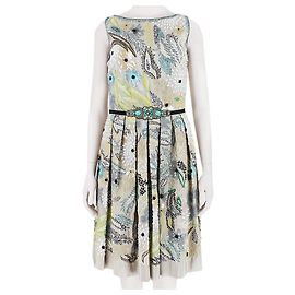 Autre Marque Vestido de seda de sarja taupe Naeem Khan intrincadamente bordado e com contas. Multicor Taupe