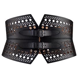 Alaïa Alaia Openwork Leather Corset Belt Black