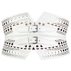 Alaïa Alaia Openwork Leather Corset Belt White