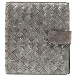 Bottega Veneta-Bottega Veneta Gray Intrecciato Leather Bi-fold Wallet-Grey