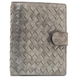 Bottega Veneta-Bottega Veneta Gray Intrecciato Leather Bi-fold Wallet-Grey