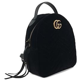 Gucci-Gucci Mochila pequeña de terciopelo negro GG Marmont Matelasse-Negro