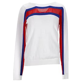 Tommy Hilfiger-Tommy Hilfiger Womens Mesh Boat Neck Jumper in White Cotton-White