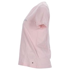 Tommy Hilfiger-Womens Tommy Hilfiger Logo Organic Cotton T Shirt-Pink,Peach